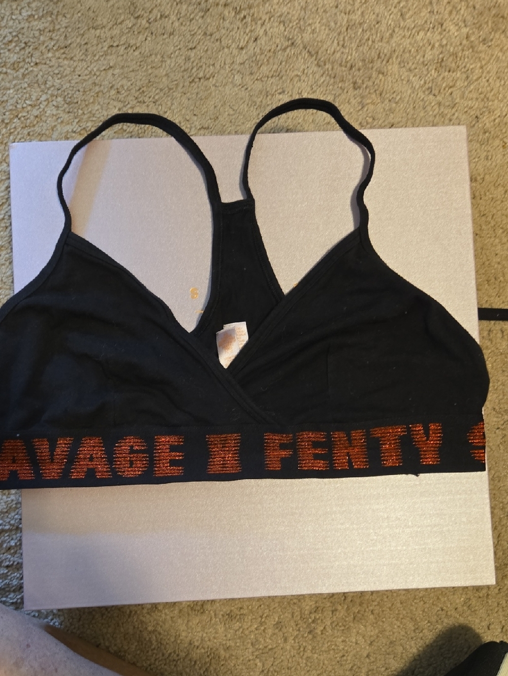Savage X Fenty Black Bralette with Copper Logo Band